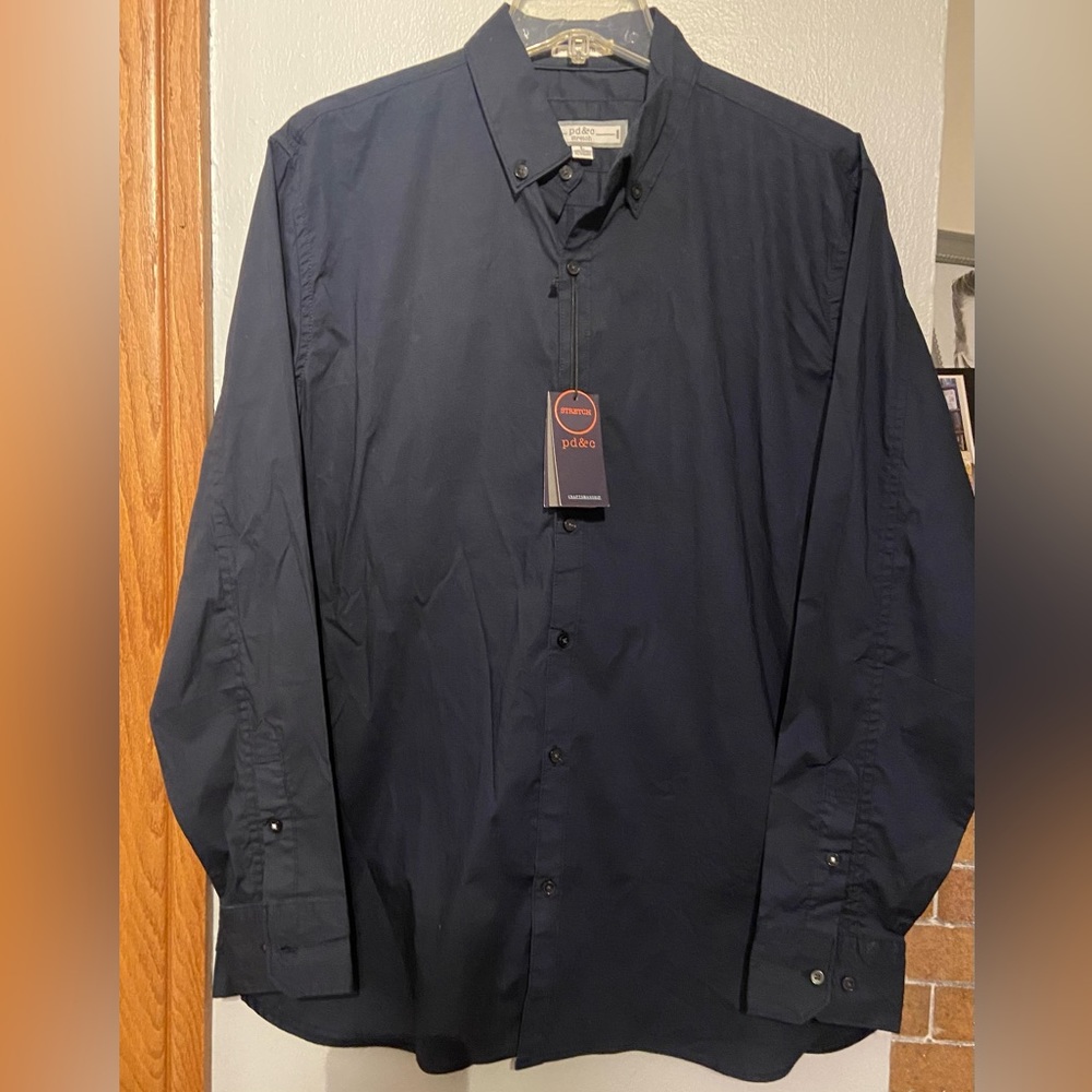 PD&C men’s navy button down, size Large, NWT